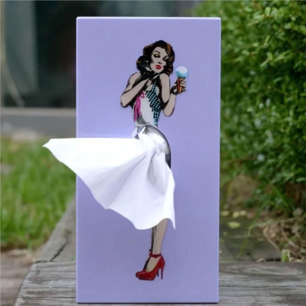 Retro Classy Girl Tissue Box Craft Ornaments Tissue Boxes Gifts Children's Funny Tissue Case  Car