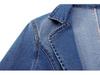 Dameslimfit denimjakke, dresskrage, ensfarget, cardigan med én knapp - trendy vår og høst