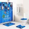 Christmas Printed Shower Curtain Floor Mat Four-Piece Bathroom Toilet Non-Slip Absorbent Carpet Toilet Non-Slip Door Mat