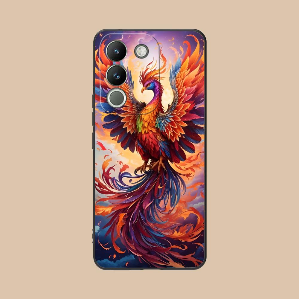 Luxury Phoenix Mobile Cell Phone Case for VIVO V60 V50 V40 V30 V29 V27 V25 V23 Pro Lite 5G Colorful Printing Cover Cover Luxury