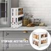 Plastic 2 Layer Spice Storage Rack 90-Degree Rotation Rotating Storage Shelf  Kitchen