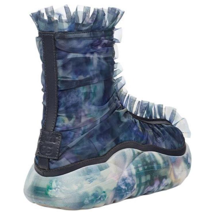 Collina Strada X Ugg Synthetic Leather Lightweight Zipper Ankle Boots Women Ankle Boots Dark-Blue-Floral 1170430-DFL