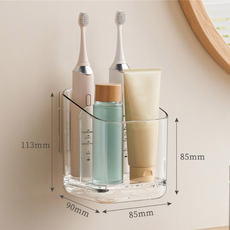 Drillless Installation Bathroom Organizers For Electric Toothbrushes And Accessories Durable Plastic Storage Rack Space Saving Design