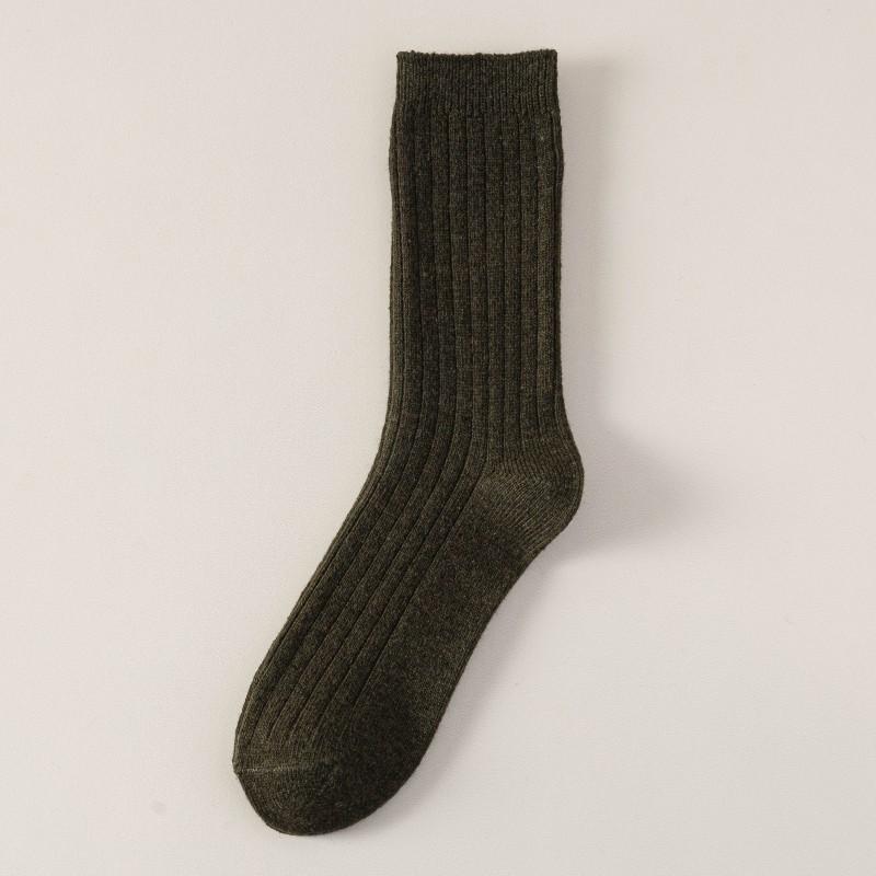 Double Needle Vintage Color Wool Socks Season Socks Men'S Medium Socks Thickened Warm And Sweat-Absorbing Men'S Stack Socks