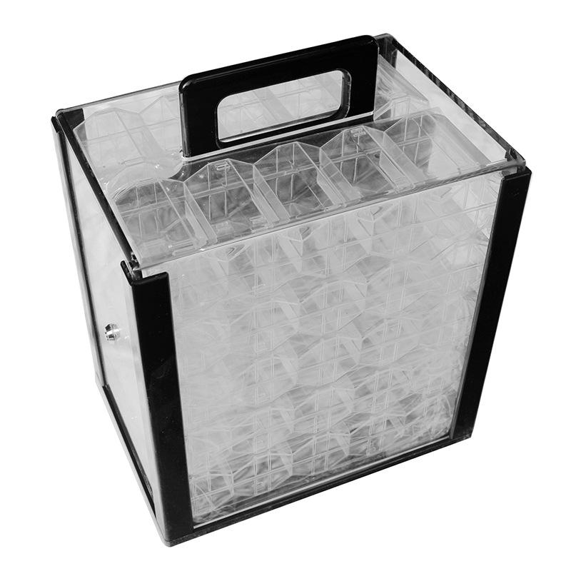 Model 00 Handheld Texas Hold'em Chip Case with 10 Black Chips, Code K300, Thickened Aluminum Alloy, Pull Rod Design.