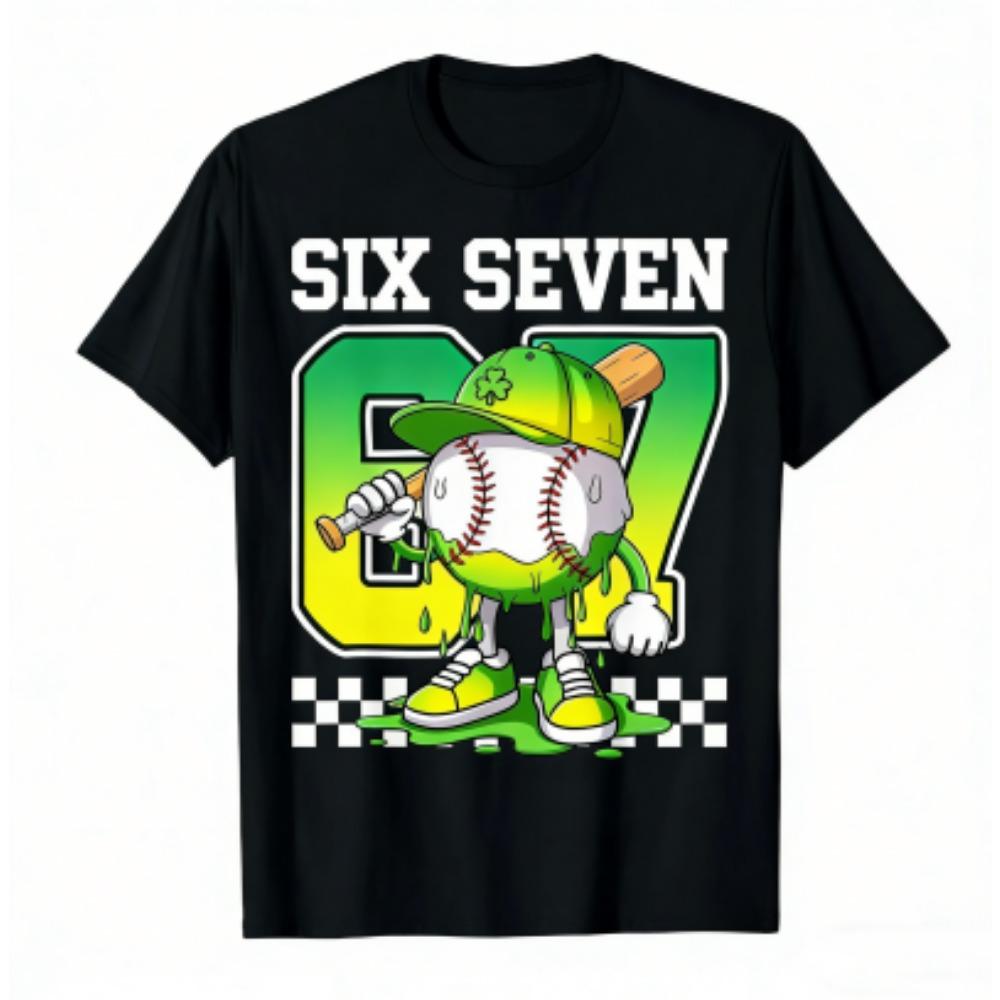 Fashion Kids T-Shirt Fun 67 Six Seven Print Boy and Girl Summer Short Sleeve Round Neck Casual Top Outdoor Kids Clothing