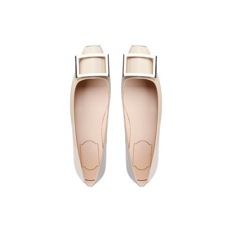 

Fashion Flats Women s Shoes Patent Leather Square Buckle Shoes Autumn New Ladies Shallow Mouth Square Toe Flat Shoes Office Plus size 42 34