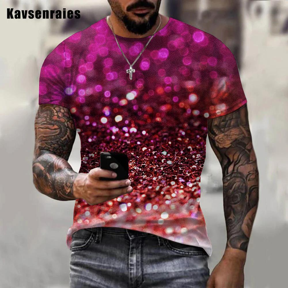 Men Women Colorful Glitter 3D Printed Men T-shirt Summer Fashion Casual Oversize Short Sleeve Street Style Tops