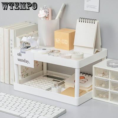 Multifunctional Shelves Double-layer Storage Shelf Desktop Storage Rack Plastic Desk Shelves Cosmetic Sundries Organizer Storage