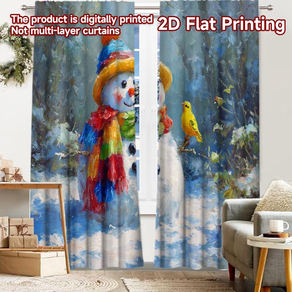 

2pcs, 2D FLAT PRINTING Curtains (Without Rod) Snowy Friend Halloween Festival Popular Curtains&Drapes Versatile Fabric Curtains 52.50 × 116.00 cm 2 pcs