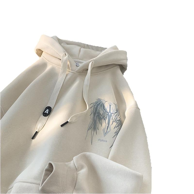 Men Hoodies Luminous Hooded Sweater Men's Autumn and Winter Plus Velvet Thick Loose Youth American Couple Jacket