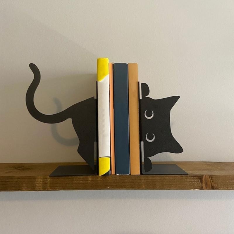 Stylish Cat Themed Bookshelf Decoration Handmade Cat Shaped Book Storage and Display Rack Exquisite Decorative Ornament