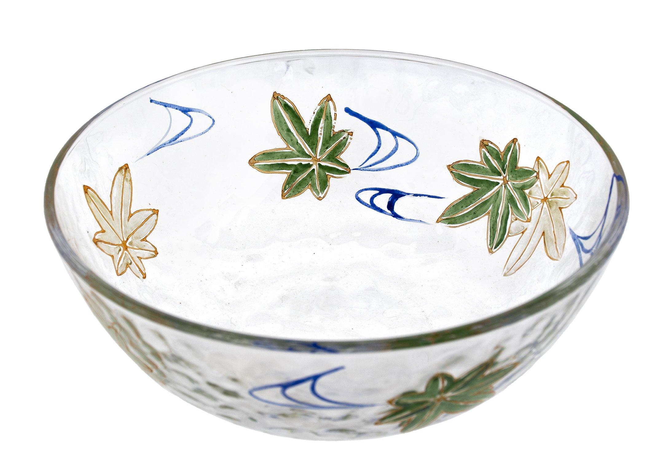 

Yagi Kaiho Kaiho Kiln Kyoto Painted Glass Noodle Bowl (Green Maple)