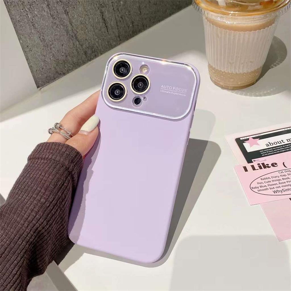 Modische einfarbige Linsenschutz-Telefonhülle für iPhone 15 14 13 12 Pro Max, flüssige Silikonhülle