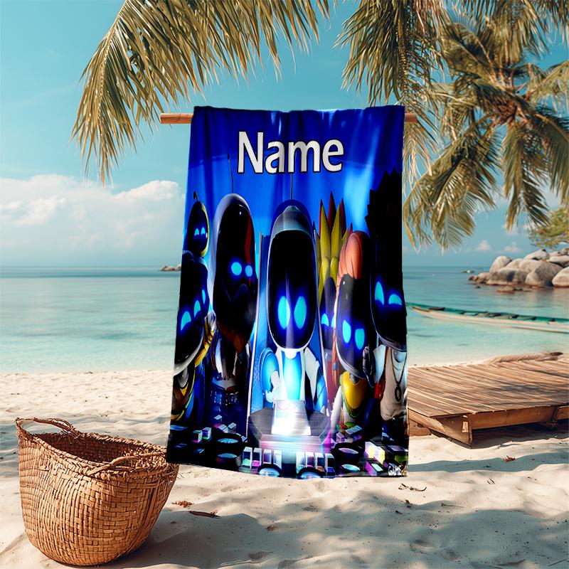 Personalized customized proof beach towel with Astro Bot  pattern - soft, absorbent, quick-drying, perfect swimming, camping&bathing