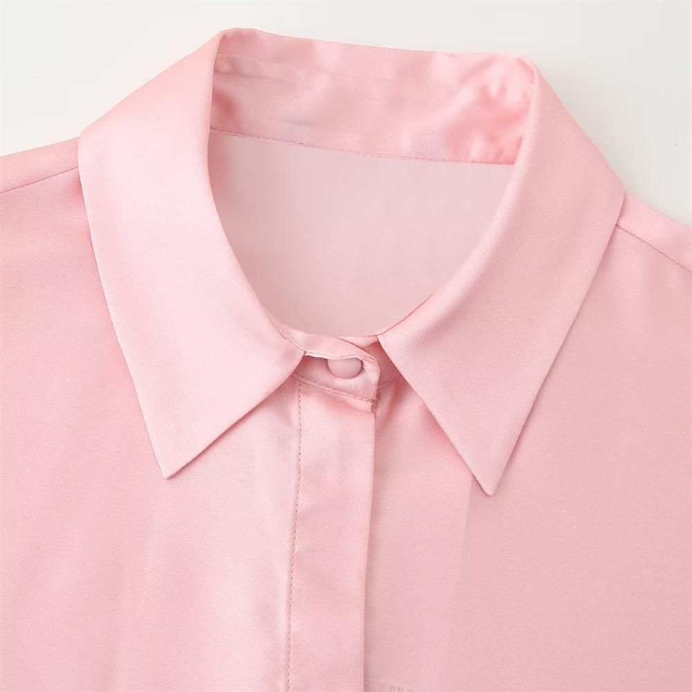 Spring/Summer 2025 Women's Floral Silk Satin Shirt: Elegant, Versatile, Comfy