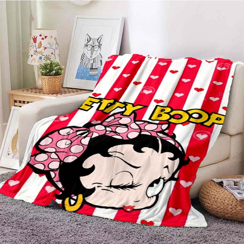 2026 New Model Cartoon B-Bettyy-Boopp Blanket Flannel Sofa Bed Warm Plush Office Comfortable Portable Gift Picnic Blanket
