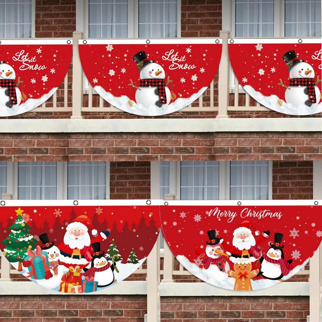 Christmas Fan-shaped Flag Banner Christmas Decor for Home 2026 Christmas Ornament Xmas Navidad Natal Noel Gifts New Year 2026