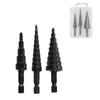 3-12mm 4-12mm 4-20mm Hole Step Drill Bit 3Pcs Black