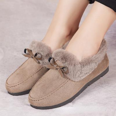 Frauen Winter Casual Schuhe Mokassins Weichen Flachen, Nicht-slip Loafers Mode Komfort Warme Plüsch Bogen Slip auf Weibliche Baumwolle schuhe