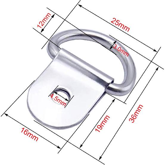 30 Pack Small Steel D-Ring Tie Downs, ExcelFu D Rings Anchor Lashing for Loads On Case Truck Cargo Trailers RV Boats, Silver
