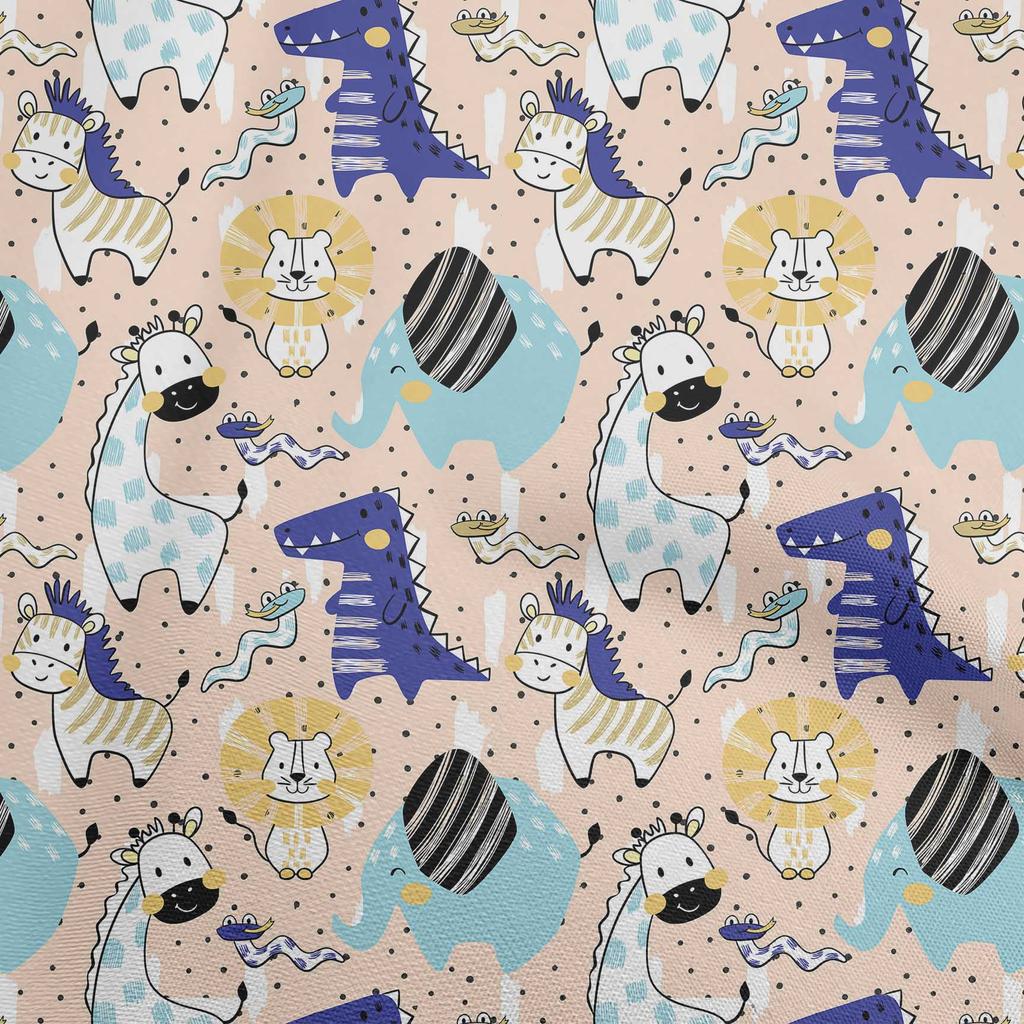 oneOone Cotton Flex Amethyst Fabric Kids Cutie Animal Sewing Material Print Fabric by The Yard 40 Inch