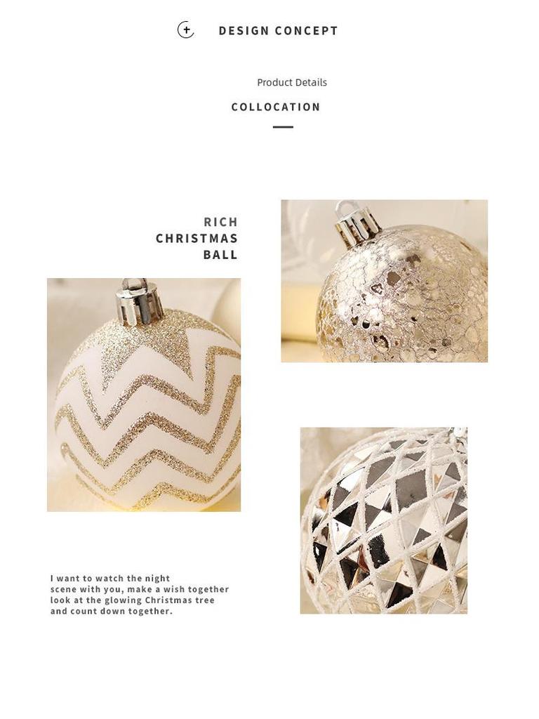 Champagne Gold & White Christmas Ball Set: Tree & Party Decorations.