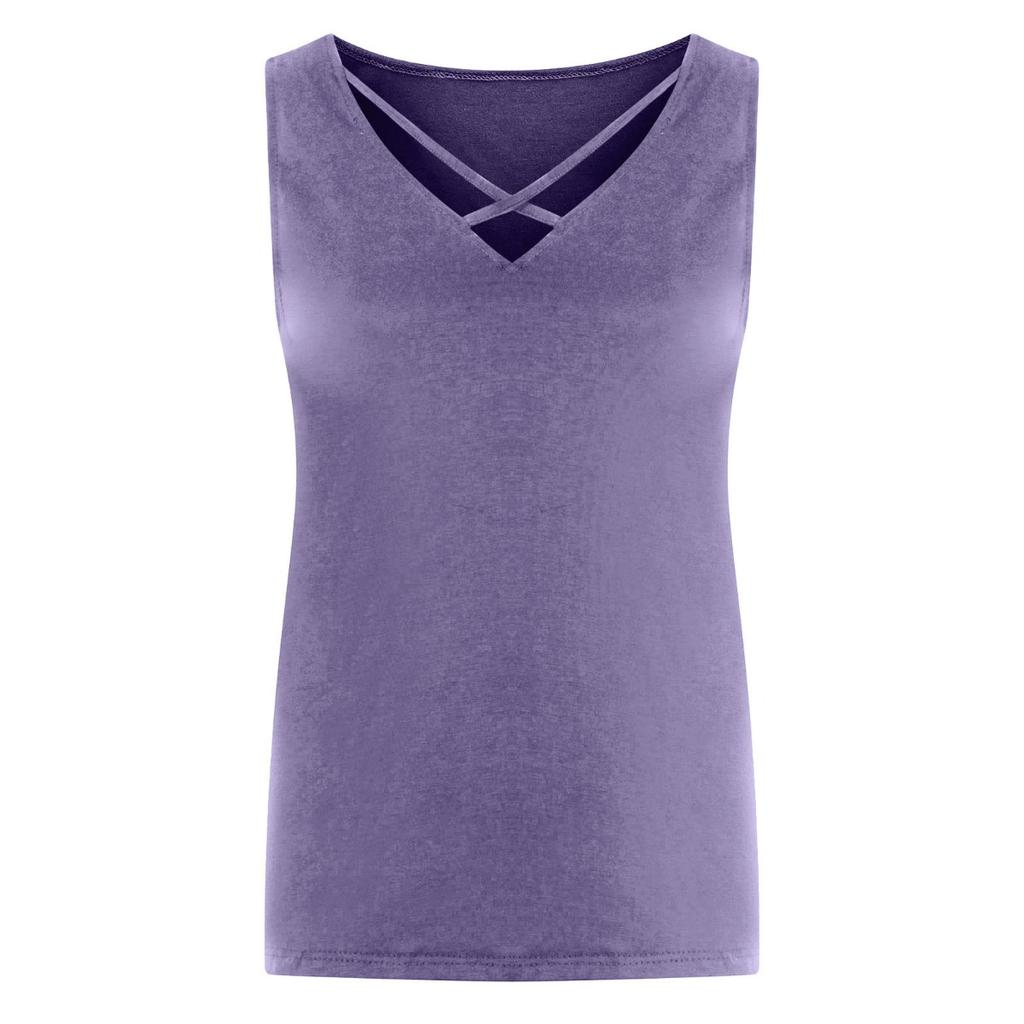 New Plus Size Women's Combed Cotton V Neck Sleeveless T-shirt, Loose Casual Pullover Top for Women European American Style