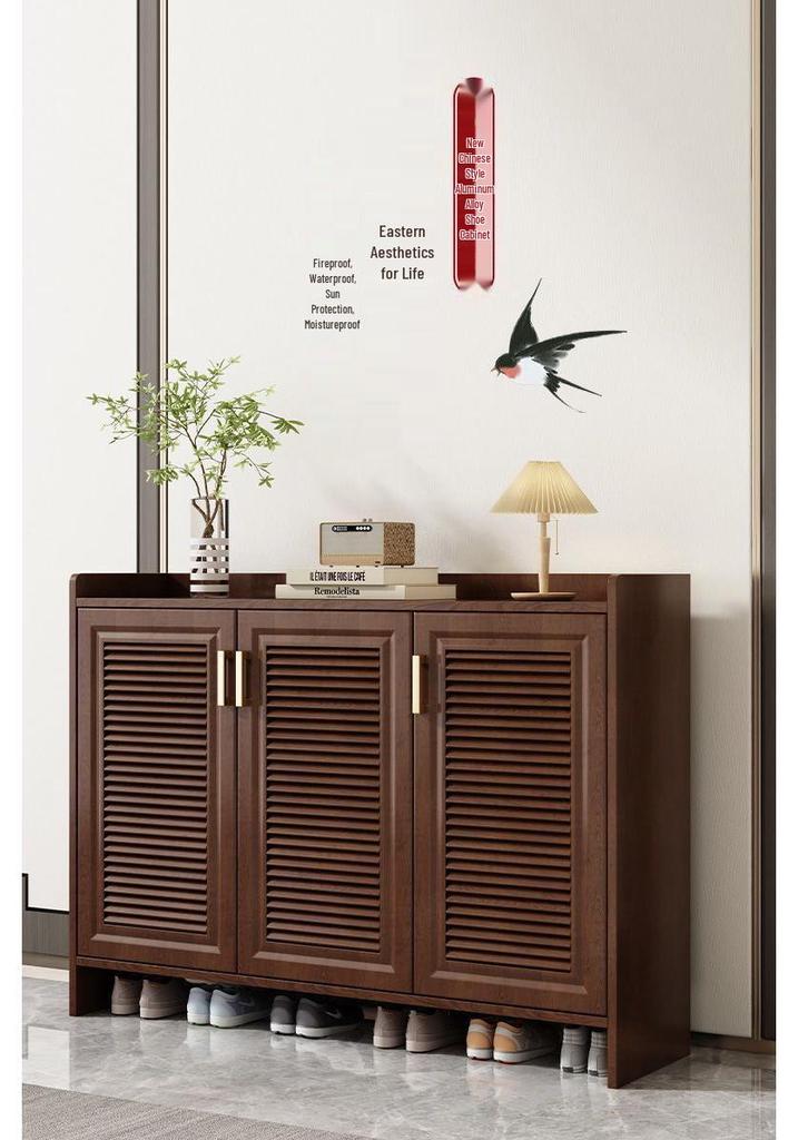 All-Aluminum Alloy Indoor Shoe Cabinet - Mildew-Resistant, Waterproof, Sunscreen Storage Solution.