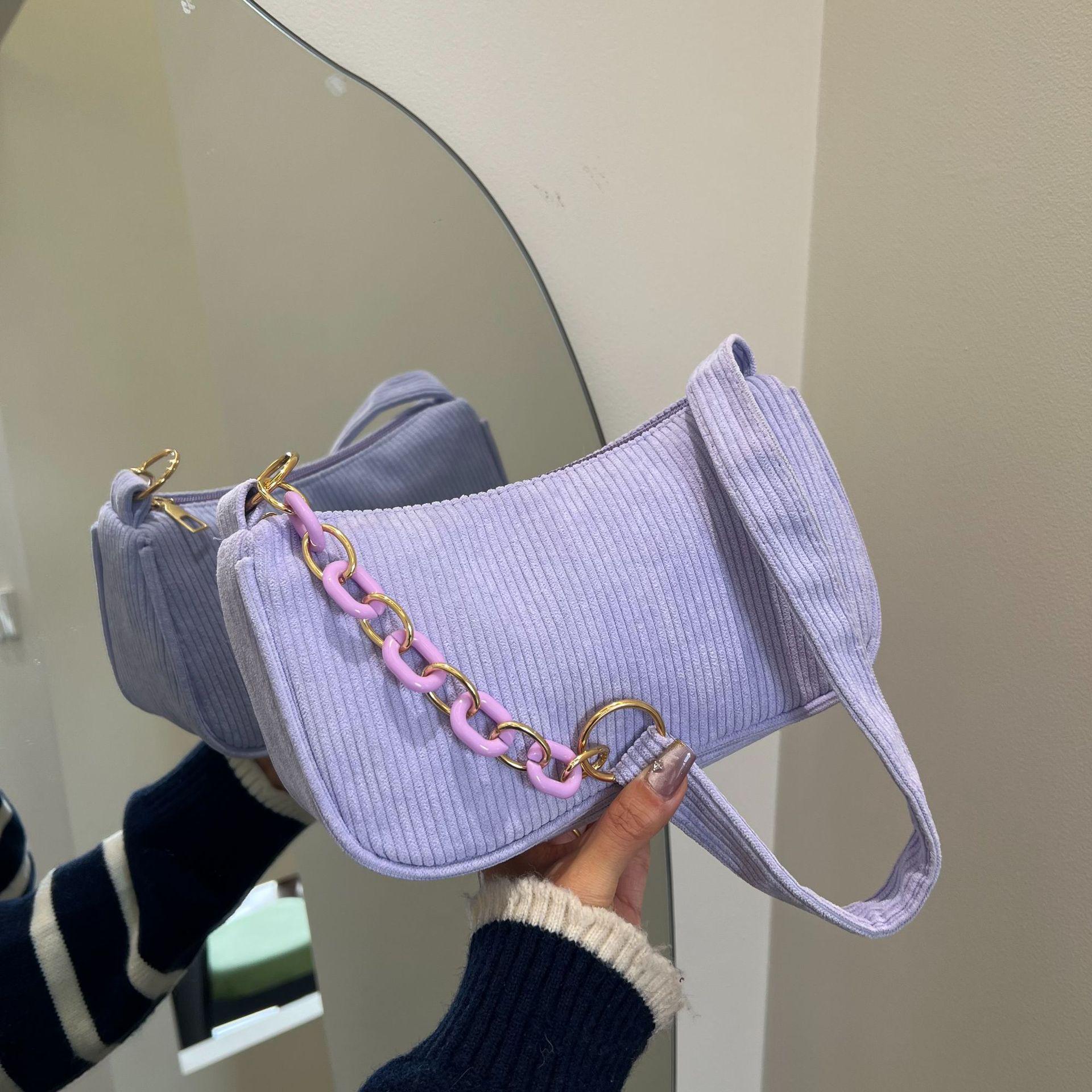 

Вельветовая сумка через плечо в корейском стиле - Однотонная, повседневная, универсальный дизайн для женщин фиолетовый