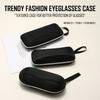 Black Check Pattern Glasses Box Compression Resistant Portable Eyewear Storage Zipper Sunglasses Case Portable For Daily Commute