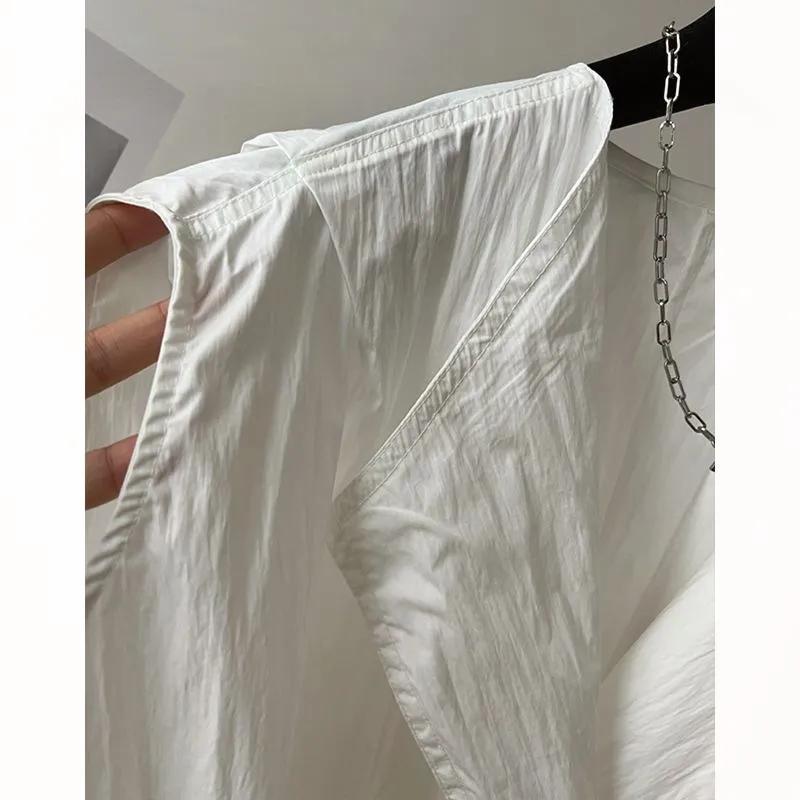 Dámská letní jednobarevná volná ležérní bezrukávová bunda plisovaná tenká vesta