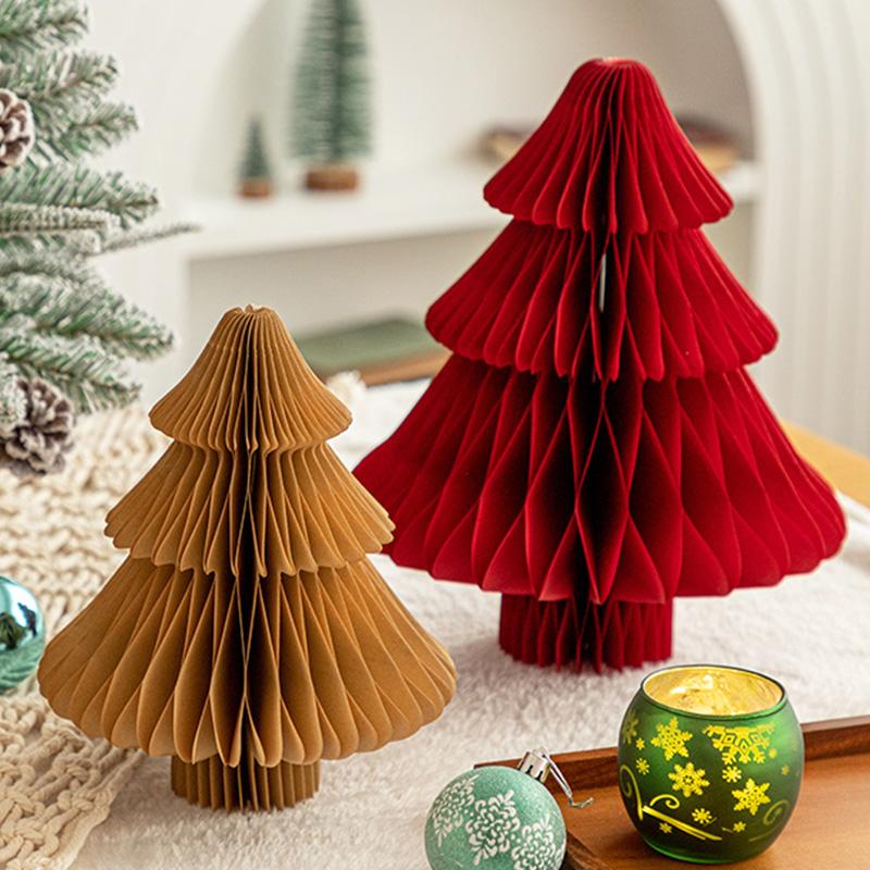 2026 Christmas Tree Honeycomb Ball 3D Folding Christmas Tree Ornament Desktop Decoration  for Xmas Navidad Happy New Year Decor