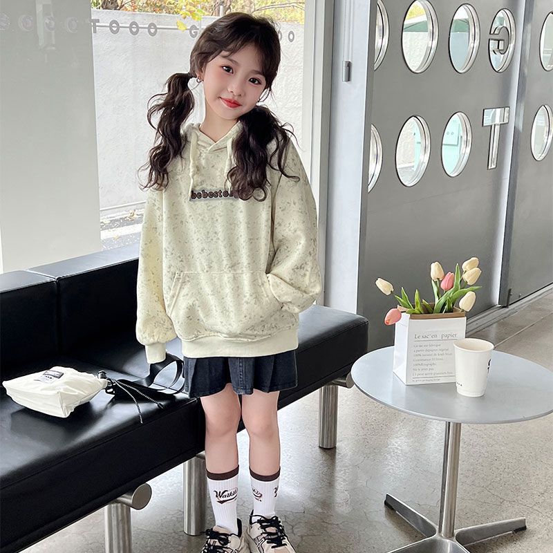 Girls Fleece Lined Hoodie Thick Warm Korean Casual Sweatshirt For Big Kids Autumn Winter