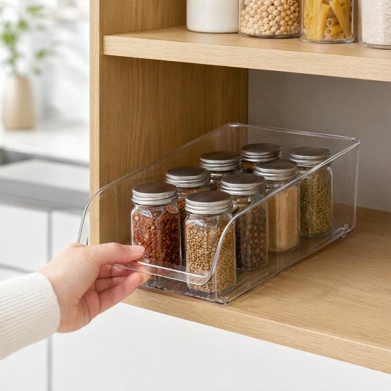 Refrigerator Storage Box, Large Opening Design Transparent Storage Bin, Food-Grade Crisper Box for Kitchen Cabinet Pantry Organization