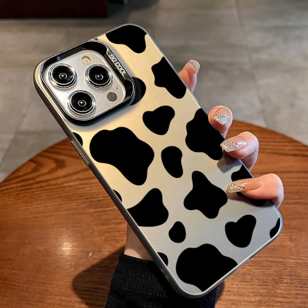 Black White Trendy Pattern Phone Case, Zebra Cow Checker Piano Print Shockproof Protective Cover for iPhone