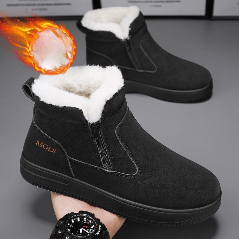 Men Boots Winter Shoes Waterproof Non-slip Fur Integrated Warm Thermal Shoes, Fleece Lined Outdoor Snow Boot Footwear