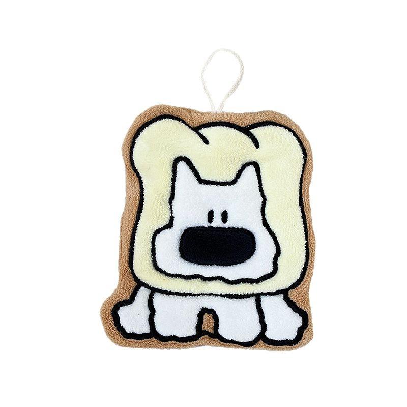 Hanging, Thickened, Super Absorbent, Cute Cartoon, Hand Towel, Coral Fleece, Small Square Towel, Dual-use In Kitchen and Bathroom, Cute Little Dog