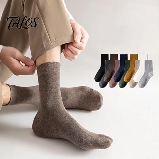 Chaussettes Business Respirantes Homme Mi-mollet, Couleur Unie Décontractées Douces Non Serrantes Évacuant la Transpiration pour l'Automne l'Hiver et le Quotidien Humidité