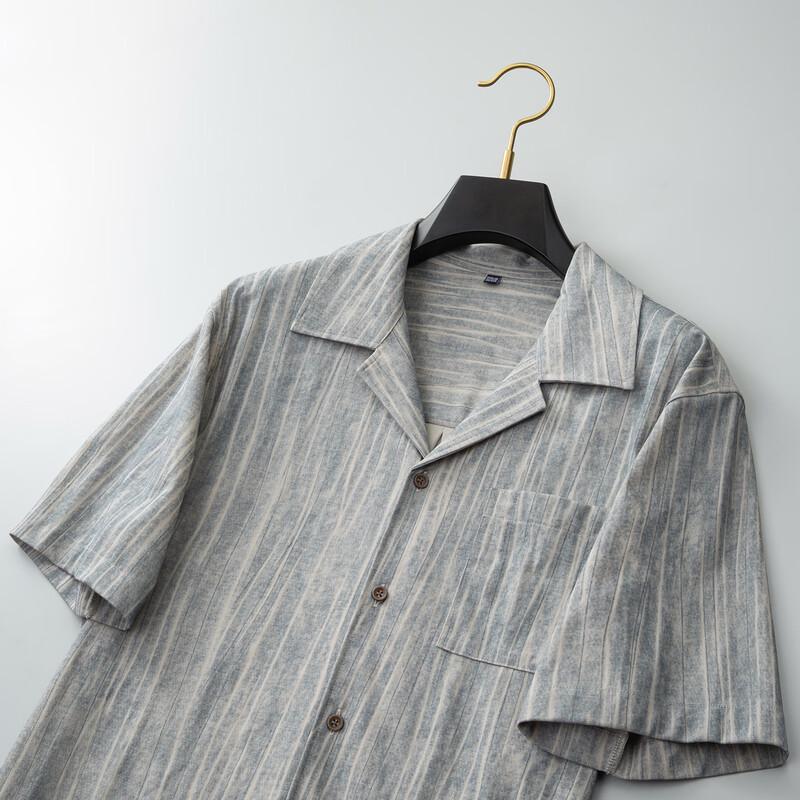 Dibenze Men's Plus Size Striped Short Sleeve Shirt