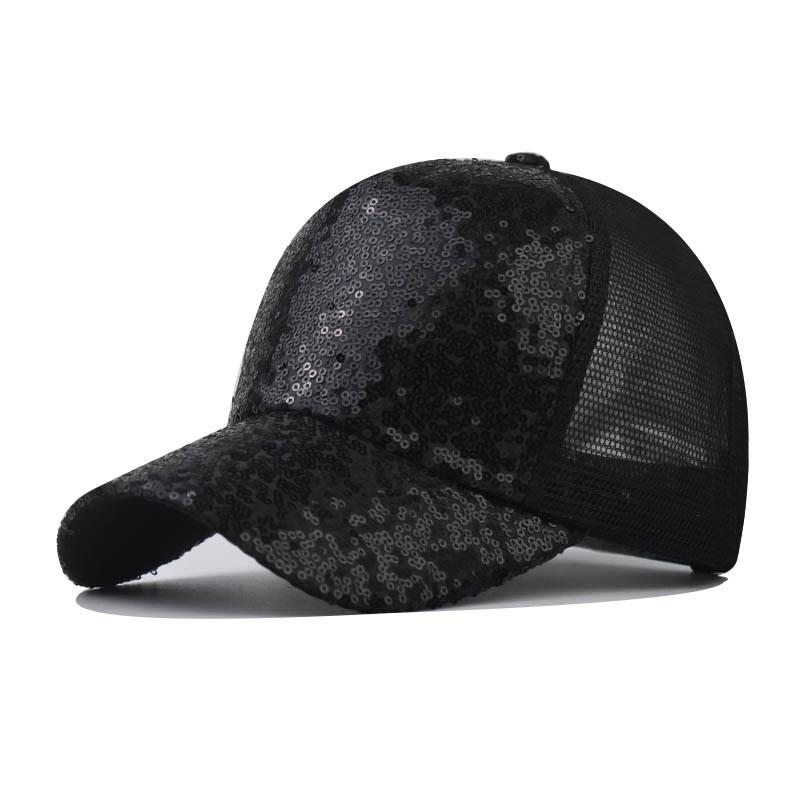 

Breathable Baseball Cap Sequin Mesh Cap Sun Protection And Sunshade Cotton Cap чорний