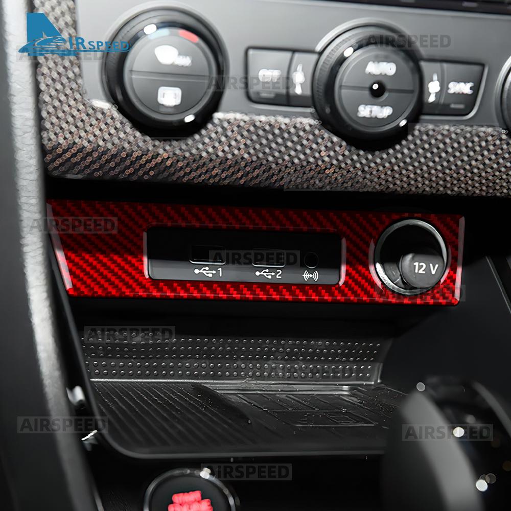 Real Soft Carbon Fiber Sticker For SEAT Ateca 5F 2016-2025 For Cupra Ateca 5F 2018-2025 LHD RHD Car USB Charging Port Frame Trim