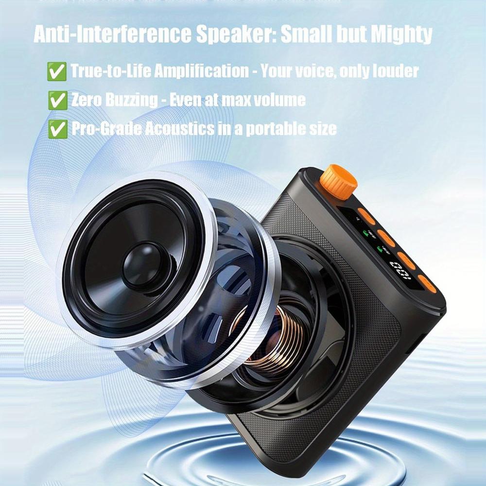 Portable wireless teacher voice amplifier,speaker built-in,with 2 wireless lapel mics,for class,lecture,training speech