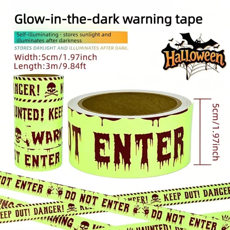 Halloween Luminous Warning Tape 3M Glow in Dark Party DIY Decoration for Haunted House Garden Yard Indoor Outdoor Stage Use