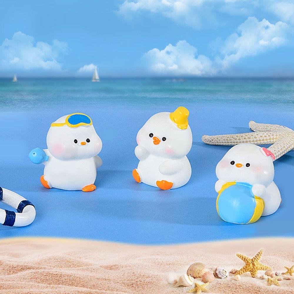 Resin Crafts Mini Duck Figurines DIY Micro Landscape Decoration  Summer Beach