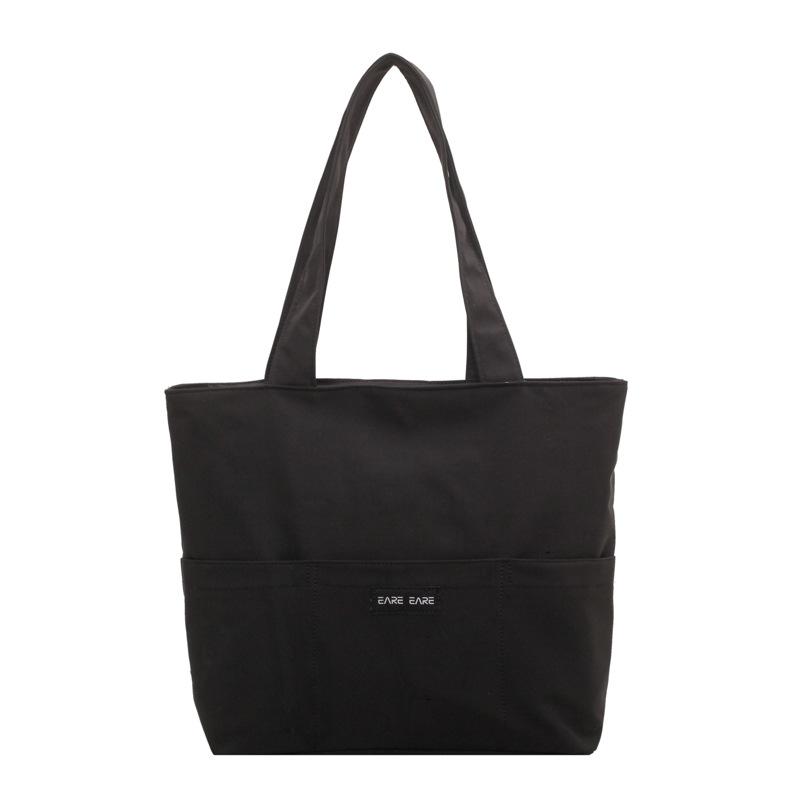 Japan and South Korea Simple Tote Bag Solid Color Versatile Handbag Student Class Classic Shoulder Bag Large Capacity Casual Cloth Bag