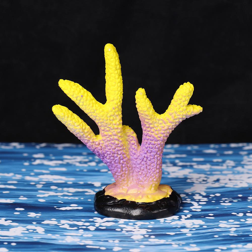Ornamental Coral Fish Tank Decor: Ironwood Branch with Artificial Plants for Saltwater Aquarium Scenery