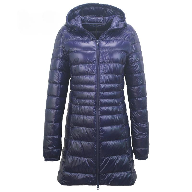 Women's Long Hooded Puffer Down Jacket - Ultra-Light Style