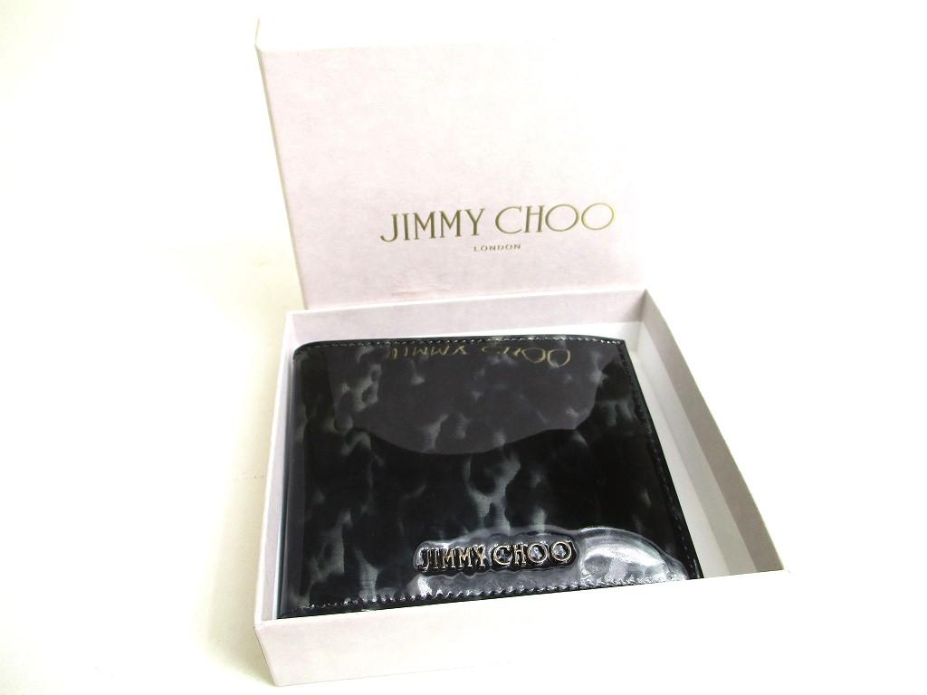 Authentic Jimmy Choo Black Patent Leather Bifold Bill Wallet Card Holder #a515  Refurbished
