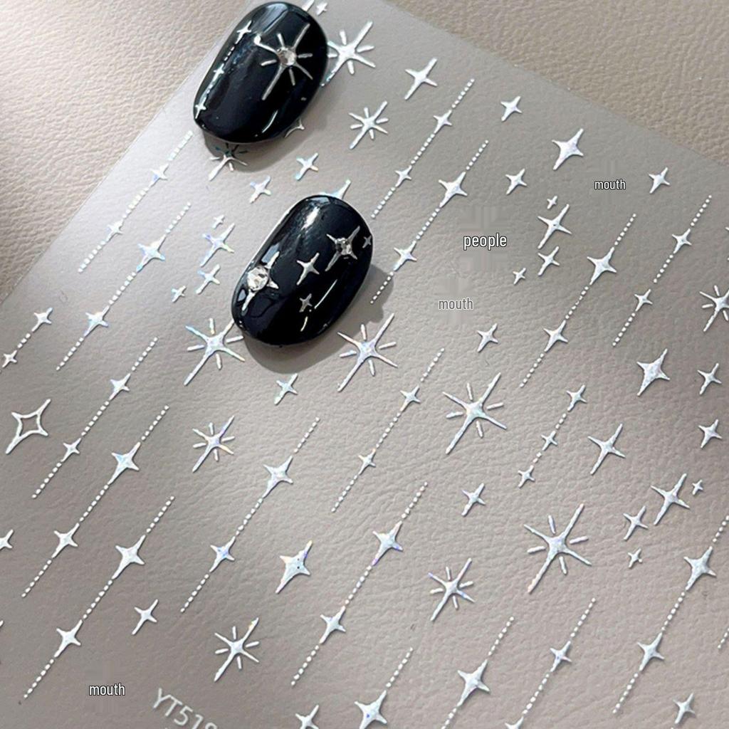 3D Starburst & Moon Embossed Nail Art Stickers - Fairy Stars, French Style